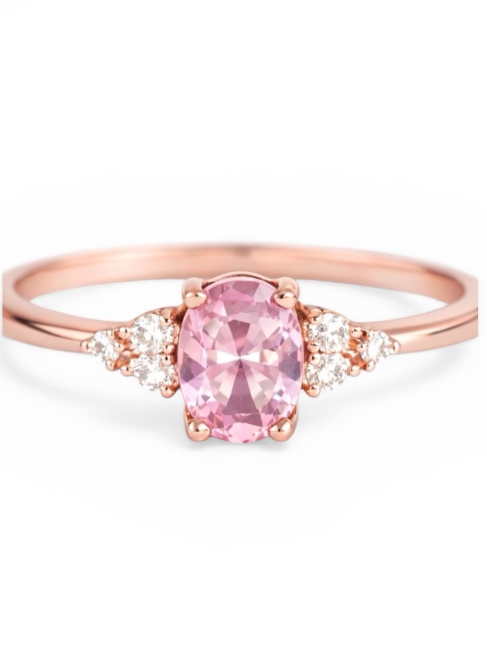 Dainty Pink & Gold Crystal Ring - Picture 1 of 7